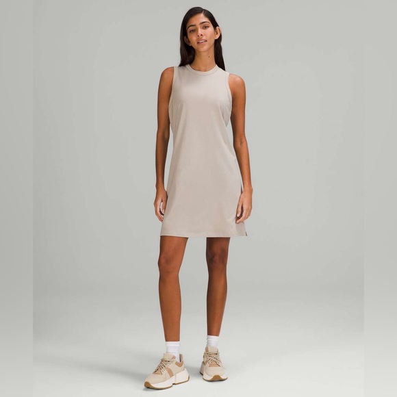 Lululemon Classic-Fit Cotton-Blend Dress - Raw Linen Beige Tank Mini Dress - Picture 2 of 7